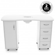 Stôl na manikúru 2027P s odsávačkou prachu a dvomi skrinkami biely