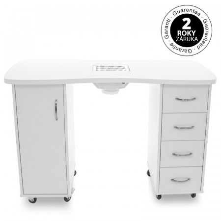 Stôl na manikúru 2027P s odsávačkou prachu a dvomi skrinkami biely