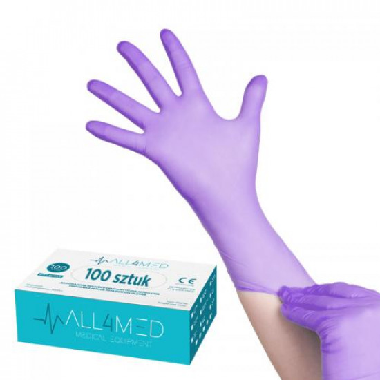 All4Med jednorázové nitrilové rukavice fialové XS 100 ks