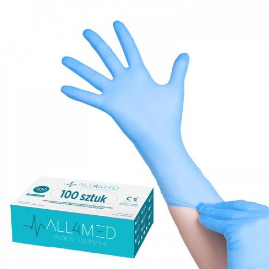 All4Med jednorázové nitrilové rukavice modré S 100 ks