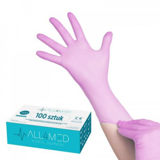 All4Med jednorázové nitrilové rukavice ružové XL 100 ks
