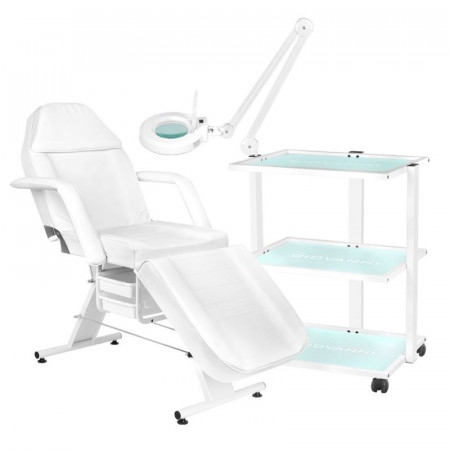 Kozmetické kreslo Basic 202 + Kozmetický stolík 1040 + Kozmetická lupa lampa S5 LED