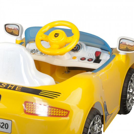 Detské kadernícke kreslo autíčko B041C Porsche, žlté
