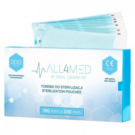 All4Med vrecká na parnú sterilizáciu v autokláve 190 x 330 mm 200 ks