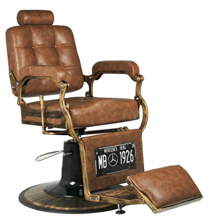 Barberské kreslo Gabbiano Boss Old Lether svetlo-hnedé