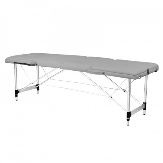 Skladací masérsky hlinikový stôl Komfort 3 dielny šedý