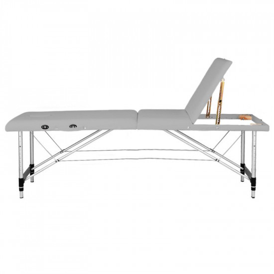 Skladací masérsky hlinikový stôl Komfort 3 dielny šedý