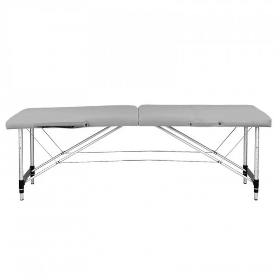 Skladací masérsky hlinikový stôl Komfort 2 dielny šedý