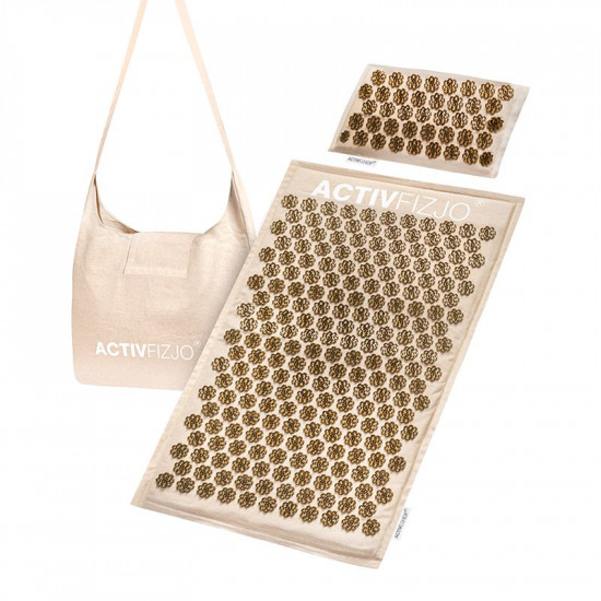 Akupresúrna podložka ActivFizjo premium natural béžovo-zlatá s vankúšom Akupresúrna podložka ActivFizjo premium natural béžovo-zlatá s vankúšom
