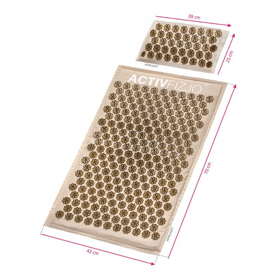 Akupresúrna podložka ActivFizjo premium natural béžovo-zlatá s vankúšom Akupresúrna podložka ActivFizjo premium natural béžovo-zlatá s vankúšom