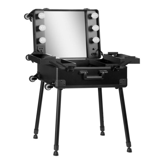 Kozmetický kufor T 27 čierny a prenosný stolík