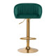 Barová stolička zamatová QS B 16 G zelená
