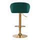 Barová stolička zamatová QS B 16 G zelená