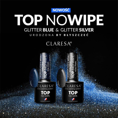 Claresa Top lak na nechty no wipe 5 g Glitter silver