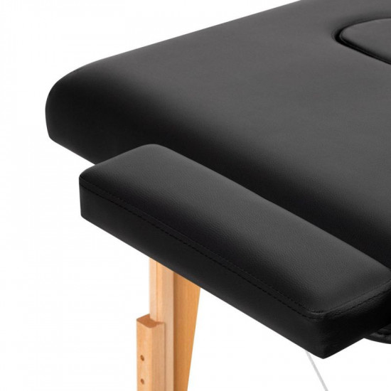 Skladací masérsky stôl Komfort Wood Activ Fizjo Lux 2 segmentový čierny