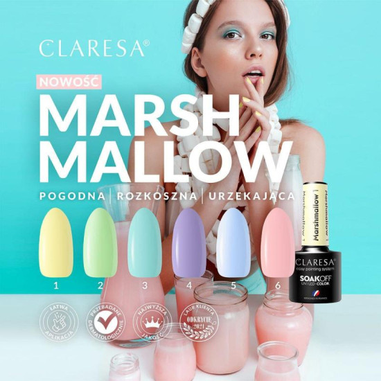 Claresa Hybridný gél lak na nechty Marshmallow 6, 5 g Claresa Hybridný gél lak na nechty Marshmallow 6, 5 g
