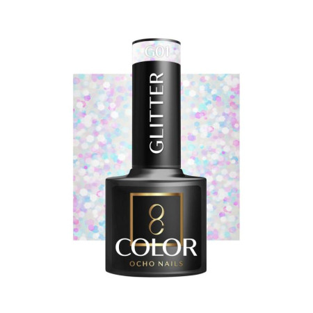 Ocho Nails Gél lak na nechty Glitter G01, 5 g