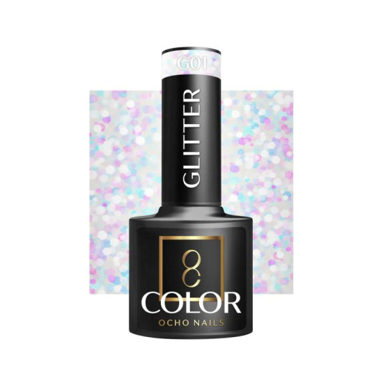 Ocho Nails Gél lak na nechty Glitter G01, 5 g