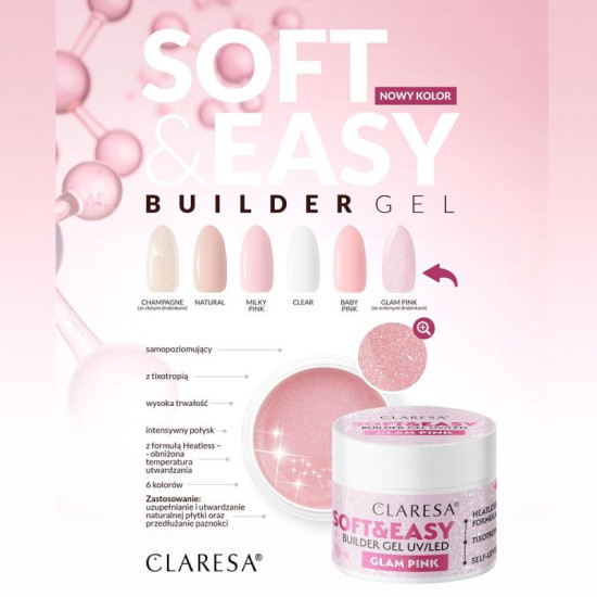 Claresa builder gel Soft&Easy glam pink 90g