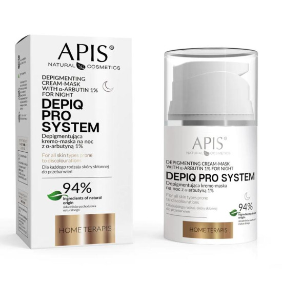 Apis Depiq Pro System Depigmentačná nočná krémová maska alpha-arbutínom 1%
