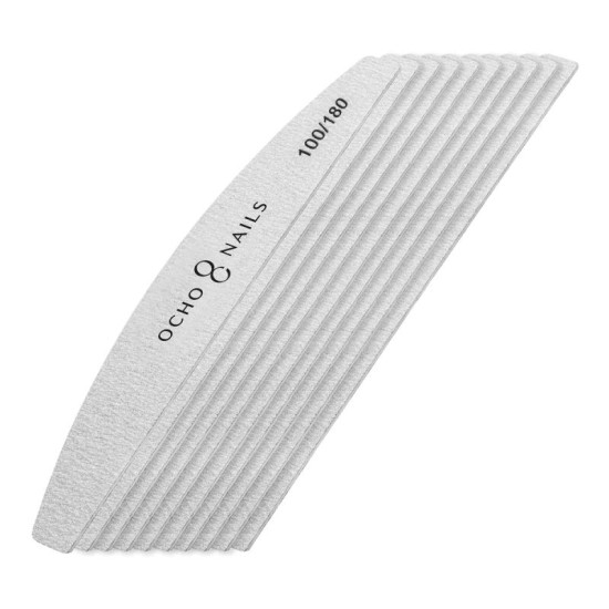 Ocho Nails Pilník na nechty Crescent slim file 100/180 10ks Ocho Nails Pilník na nechty Crescent slim file 100/180 10ks