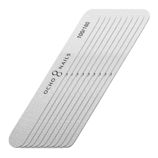 Ocho Nails Rovný pilník na nechty Slim 100/180 10ks Ocho Nails Rovný pilník na nechty Slim 100/180 10ks