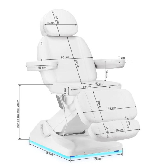 Elektrické kozmetické kreslo SILLON Luxury 3 motory biele