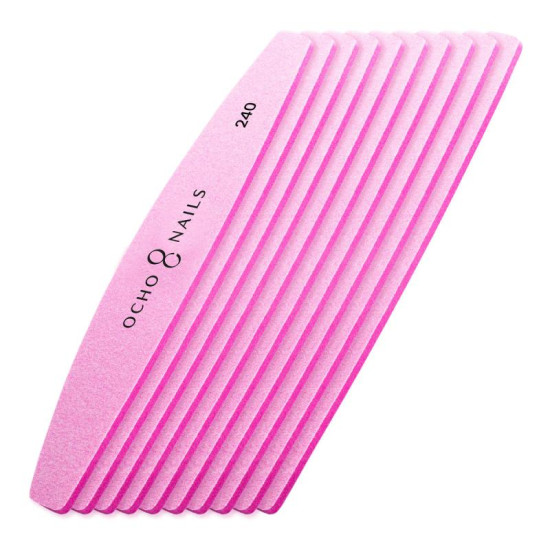 Ocho Nails polmesiacový kovový pilník + leštičky 240 10 ks