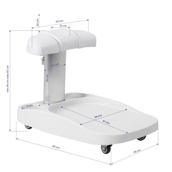 Azzurro vozík pre pedikérsku sprchovú vaničku biely