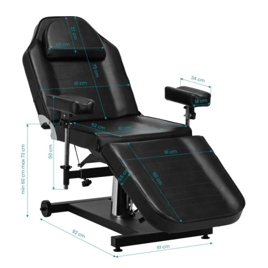 Hydraulické kreslo na tetovanie Pro Ink 322F čierne Hydraulické kreslo na tetovanie Pro Ink 322F čierne
