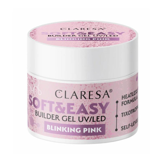 Claresa Soft&Easy builder gel blinking pink 90g Claresa Soft&Easy builder gel blinking pink 90g