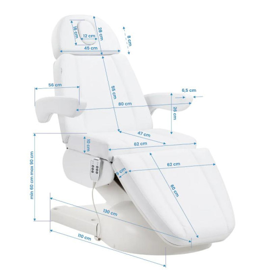 Kozmetické kreslo Azzurro Lux 3 motorové biele