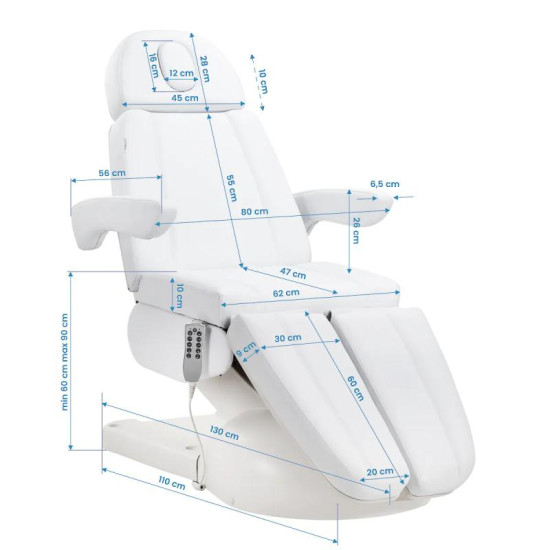 Pedikérske kreslo Azzurro Lux pedi 5 motorové biele