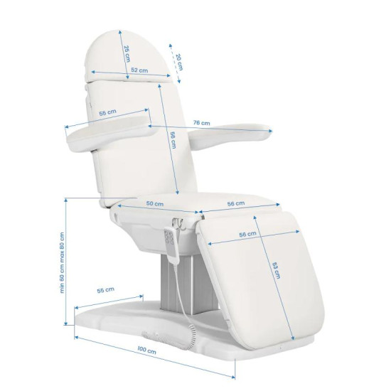 Elektrické kozmetické kreslo SILLON Eclipse 3 motory biele Elektrické kozmetické kreslo SILLON Eclipse 3 motory biele