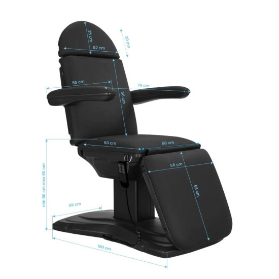 Elektrické kozmetické kreslo SILLON Eclipse 3 motory čierne Elektrické kozmetické kreslo SILLON Eclipse 3 motory čierne