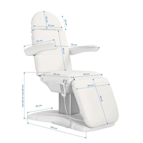 Elektrické kozmetické kreslo SILLON Eclipse 4 motory biele Elektrické kozmetické kreslo SILLON Eclipse 4 motory biele
