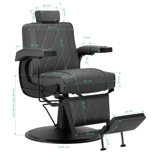 Barberské kreslo Hair System BM88066B šedé Barberské kreslo Hair System BM88066B šedé