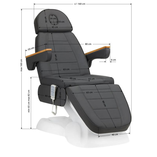 Elektrické kozmetické kreslo SILLON Lux 273b 3x motor sivé - tovar 2. kategórie Elektrické kozmetické kreslo SILLON Lux 273b 3x motor sivé - tovar 2. kategórie