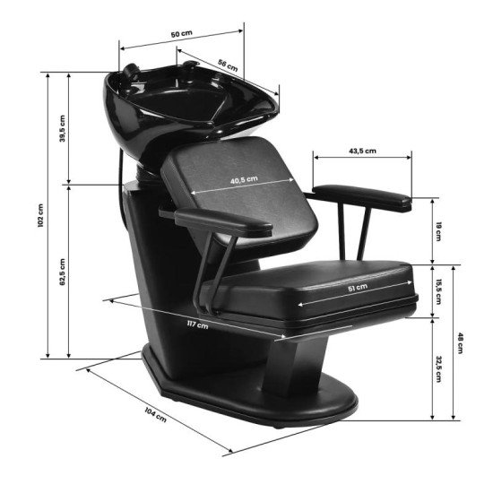 Gabbiano kadernícka umývací box Madrid čierny