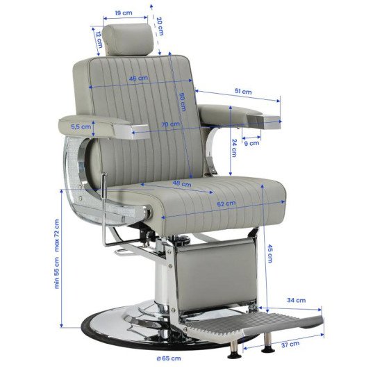 Barberské kreslo Gabbiano Visionerio šedé