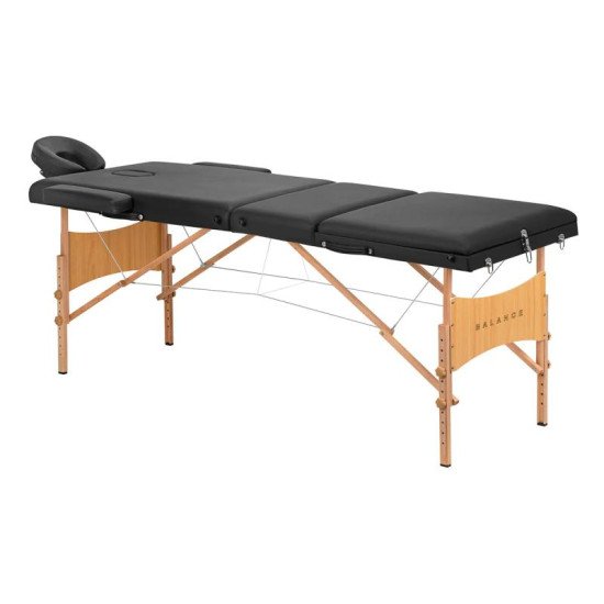 Balance skladací masážny stôl drevený 3 segmenty 190x70 čierný Balance skladací masážny stôl drevený 3 segmenty 190x70 čierný