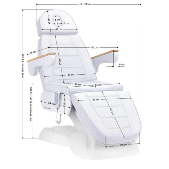 Elektrické kozmetické kreslo SILLON Lux 273b 3x motor biele Elektrické kozmetické kreslo SILLON Lux 273b 3x motor biele