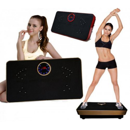 Vibračná plošina Fitpal Slim s magnetoterapiou + popruhy + hudba + ovládač, strieborná