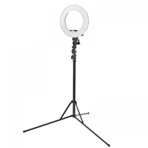 Lampa na líčenie RING LIGHT 12" 35W LED čierna + statív