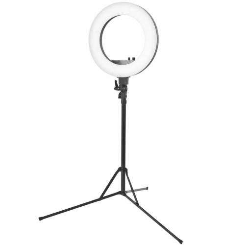 Lampa na líčenie RING LIGHT 18" 48W LED čierna + statív