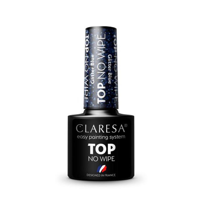 Claresa Top lak na nechty no wipe 5 g Glitter blue