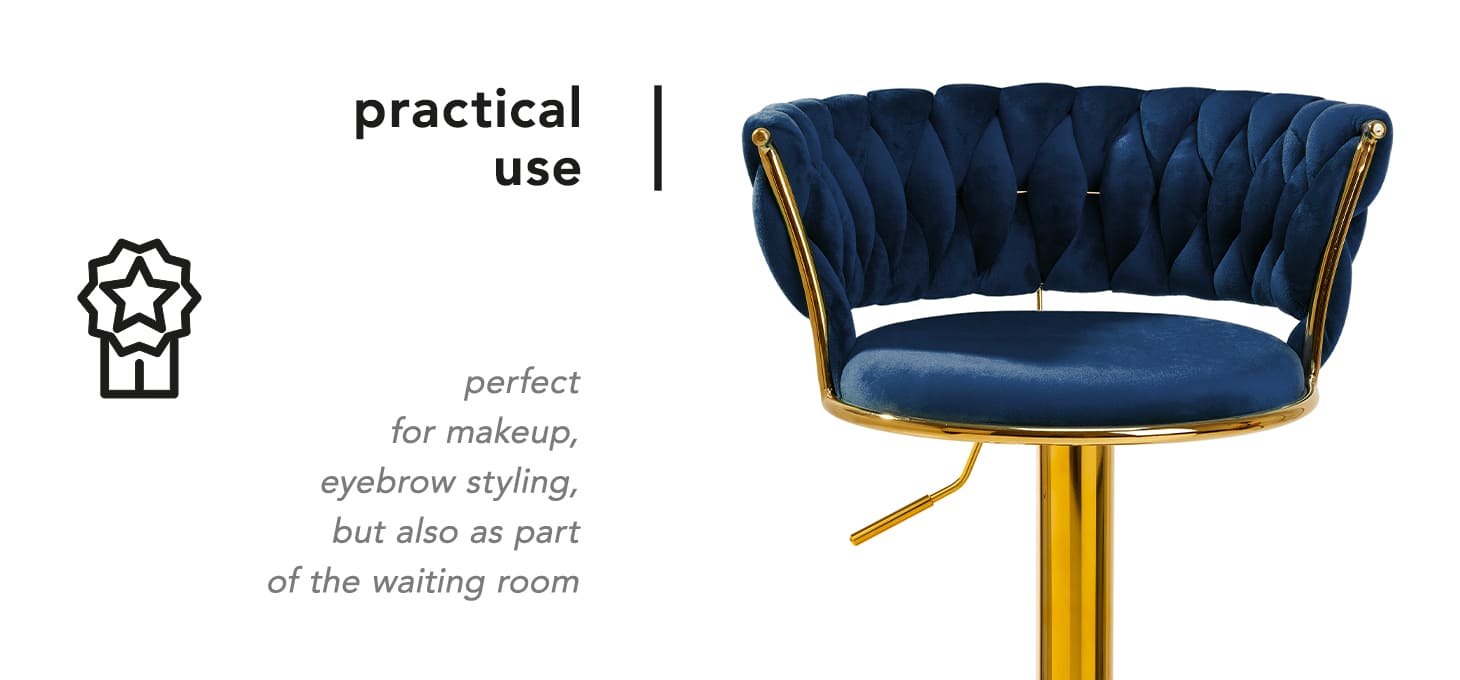 Barová stolička zamatová 4Rico QS- B 313a modrá - detail produktu 2