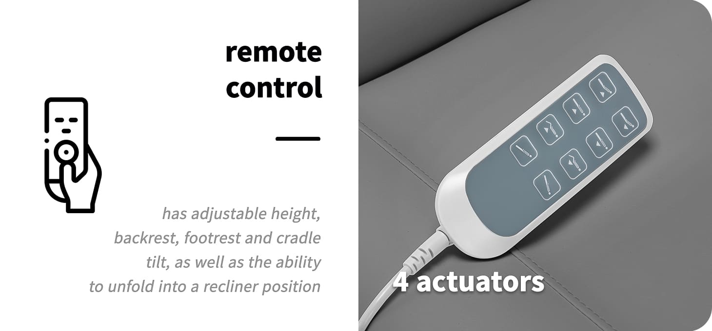 Elektrické kozmetické kreslo Sillon Classic 4-motorové s kolískou šedé - detail produktu 2