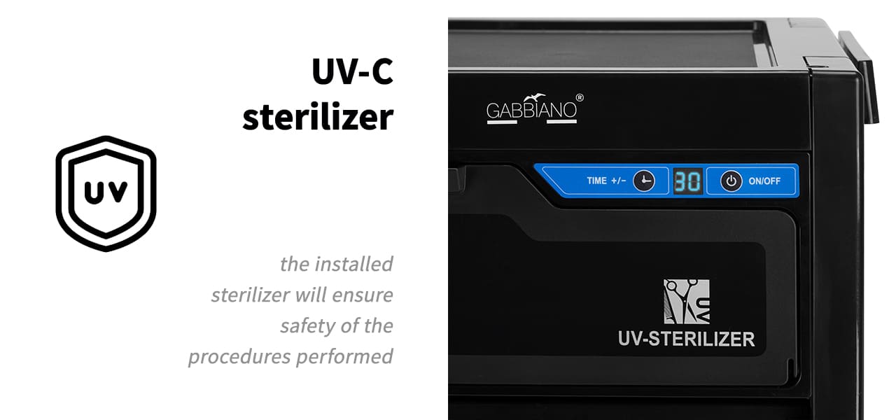 Gabbiano kadernícky vozík s UV sterilizátorom 68UV čierny - detail produktu 4