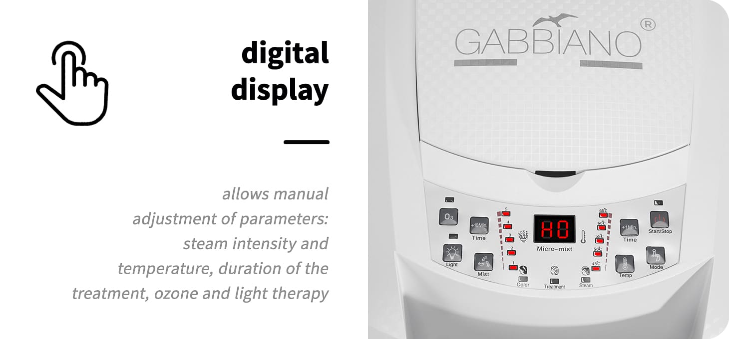 Kadernícka parná sauna na vlasy Gabbiano 408D biela s aktívnym ozónom - detail produktu 5